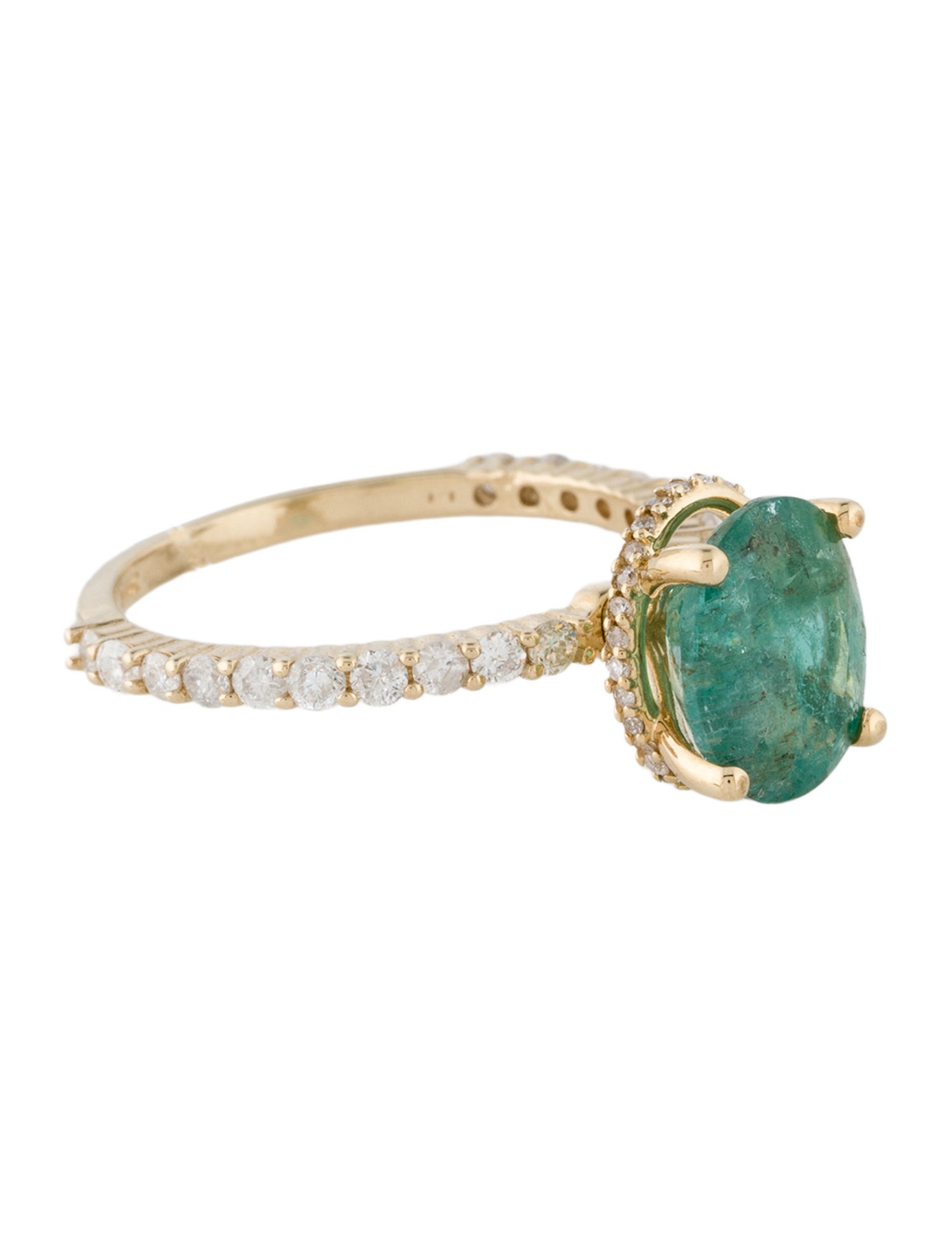 Ring 14K 2.22ct Emerald & Diamond Cocktail Ring