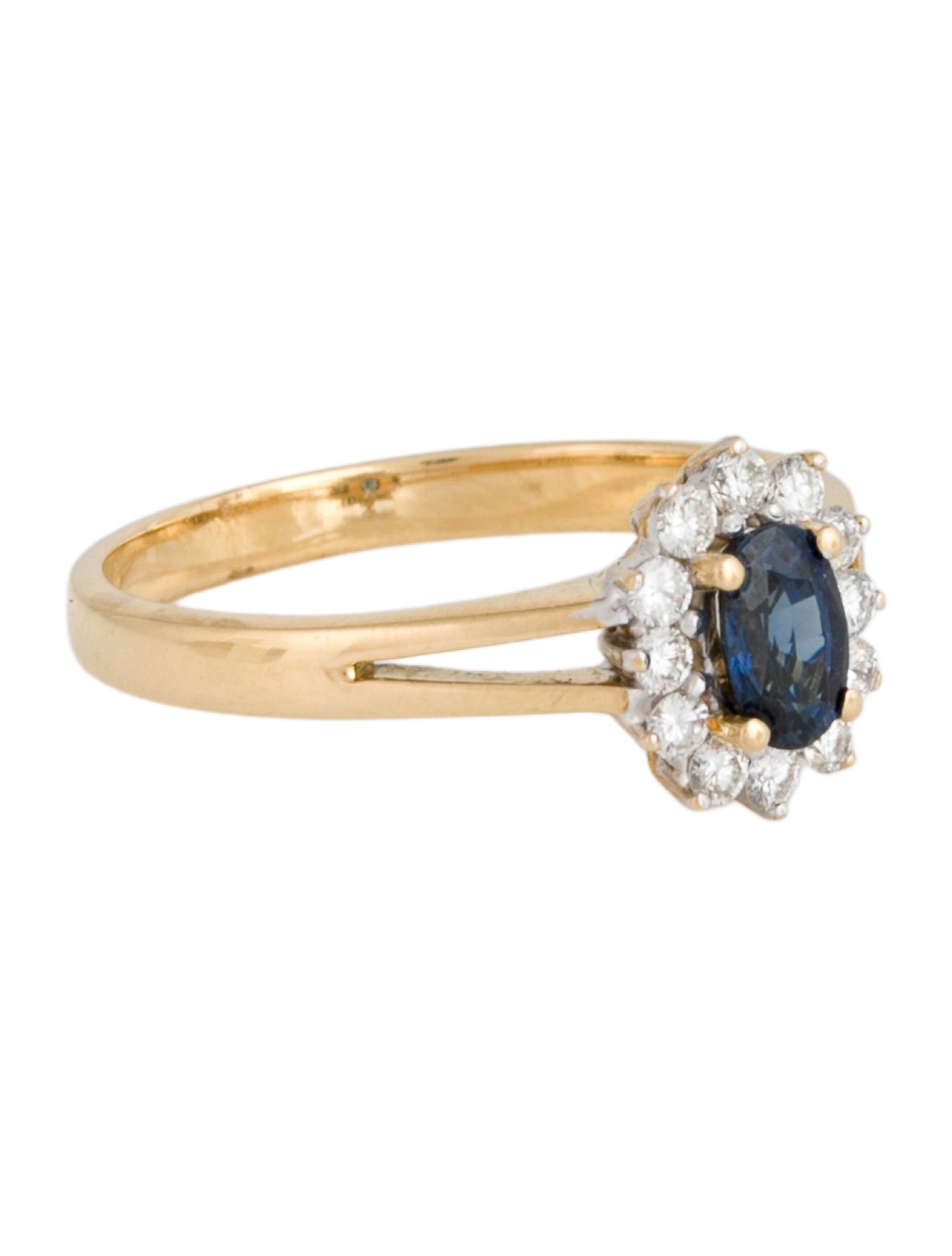 Ring 18K Sapphire & Diamond Halo Cocktail Ring
