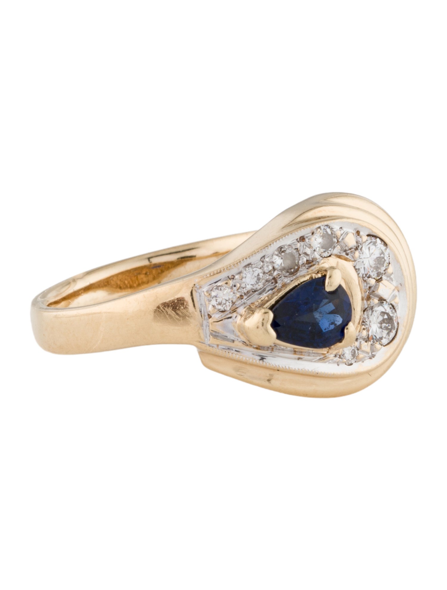 Ring 14K Sapphire & Diamond Cocktail Ring