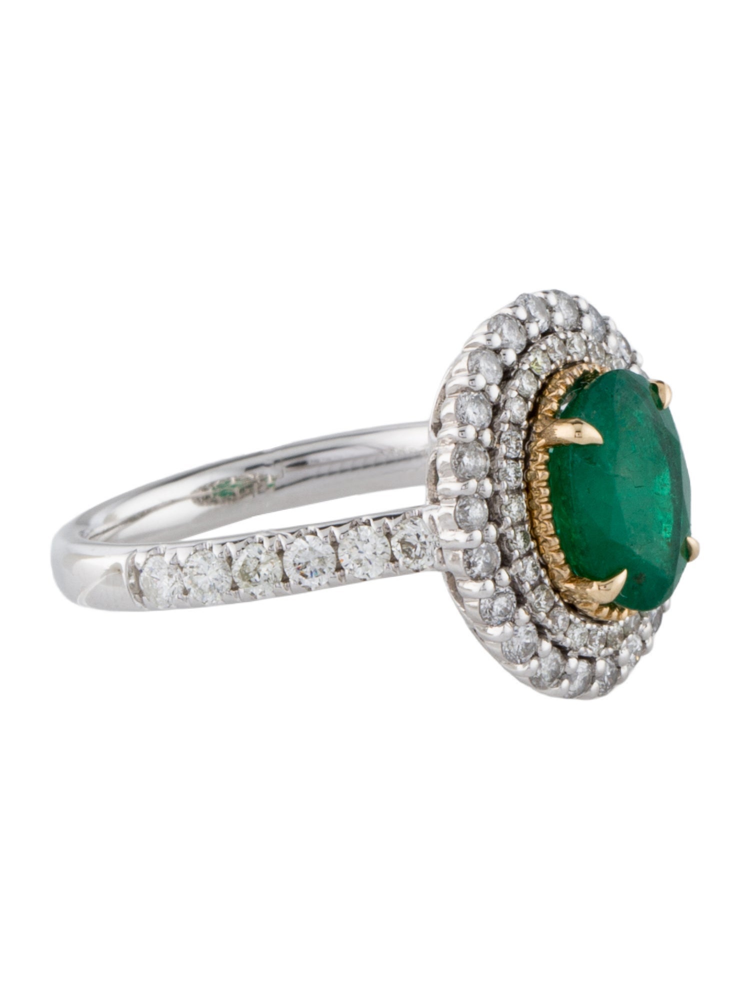 Ring 14K 1.90ct Emerald & Diamond Cocktail