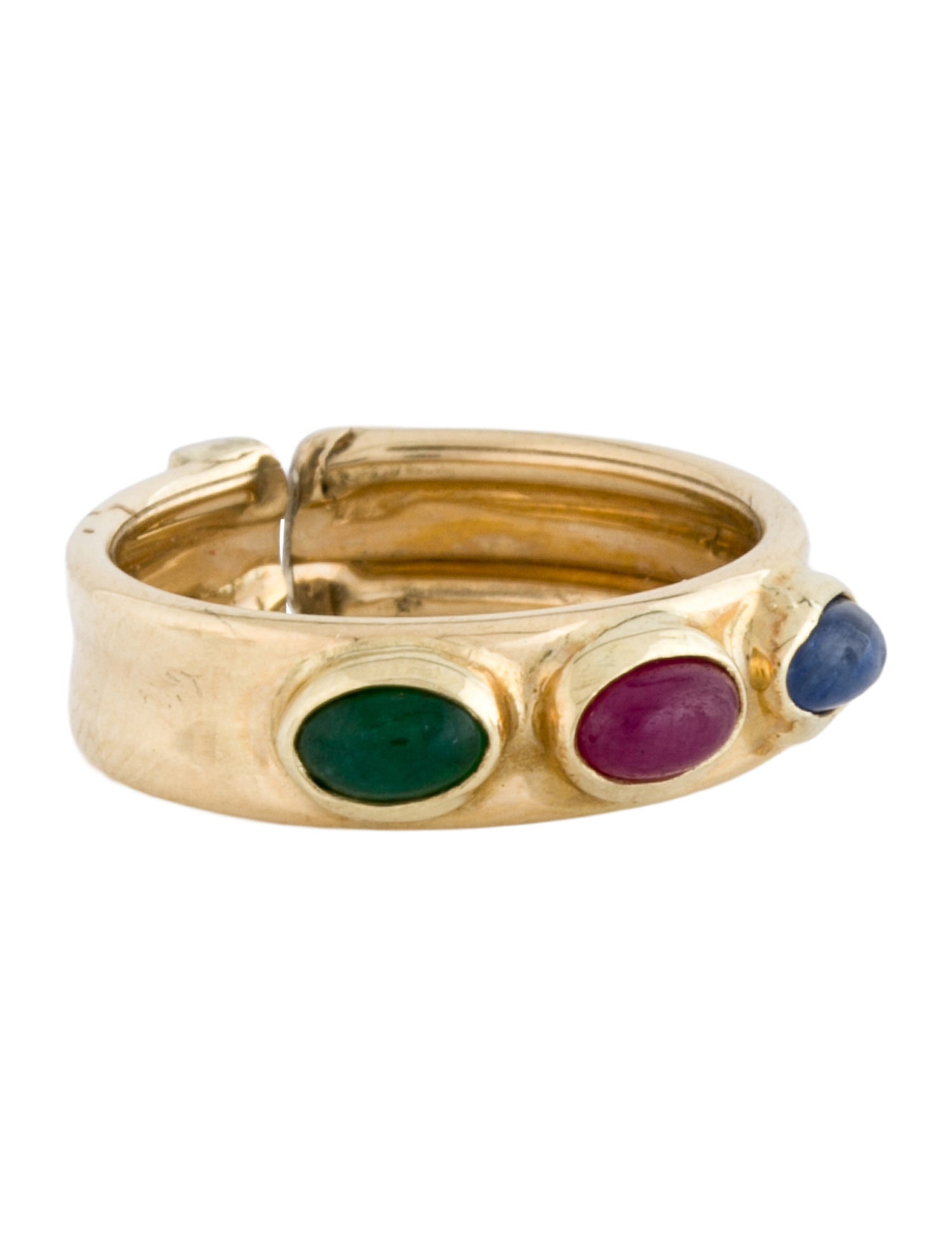 Ring 14K Emerald, Ruby & Sapphire Ring