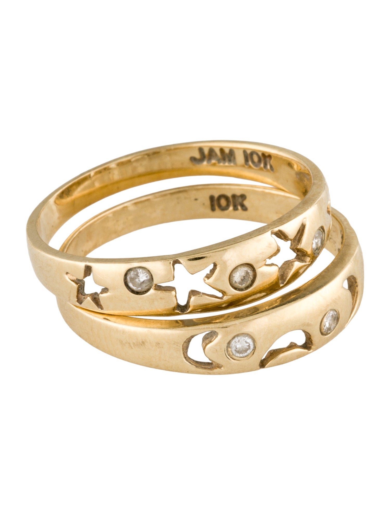 Ring 10K Diamond Star & Moon Ring Set