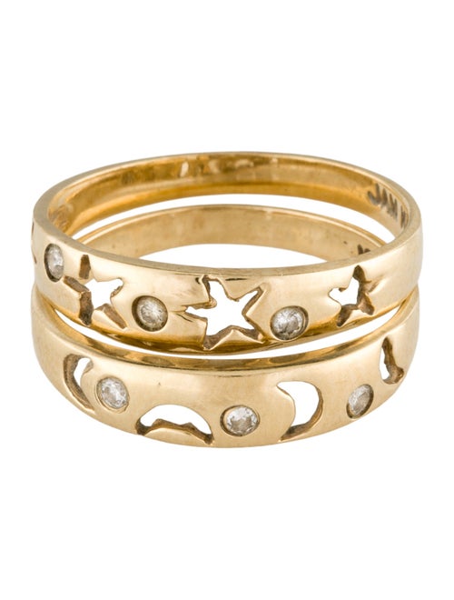 Ring 10K Diamond Star & Moon Ring Set