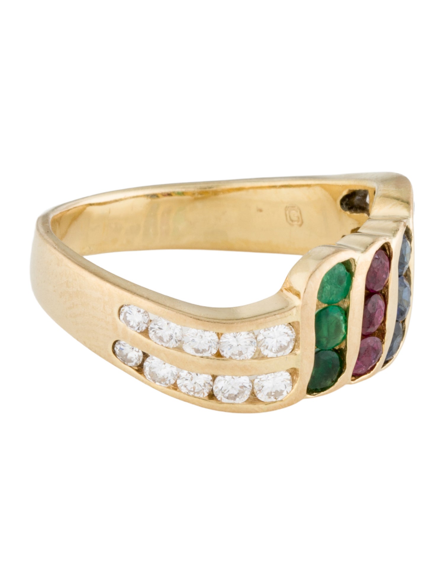 Ring 18K Multi-Gemstone & Diamond Band