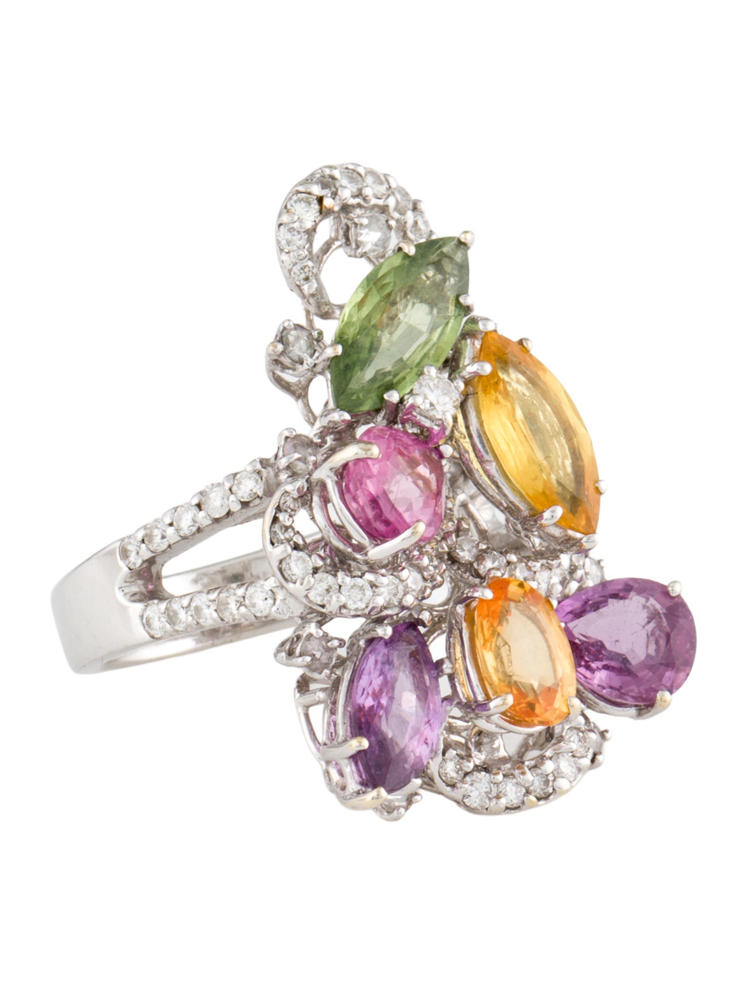 Ring 18K 4.70ctw Multi-Color Sapphire & Diamond