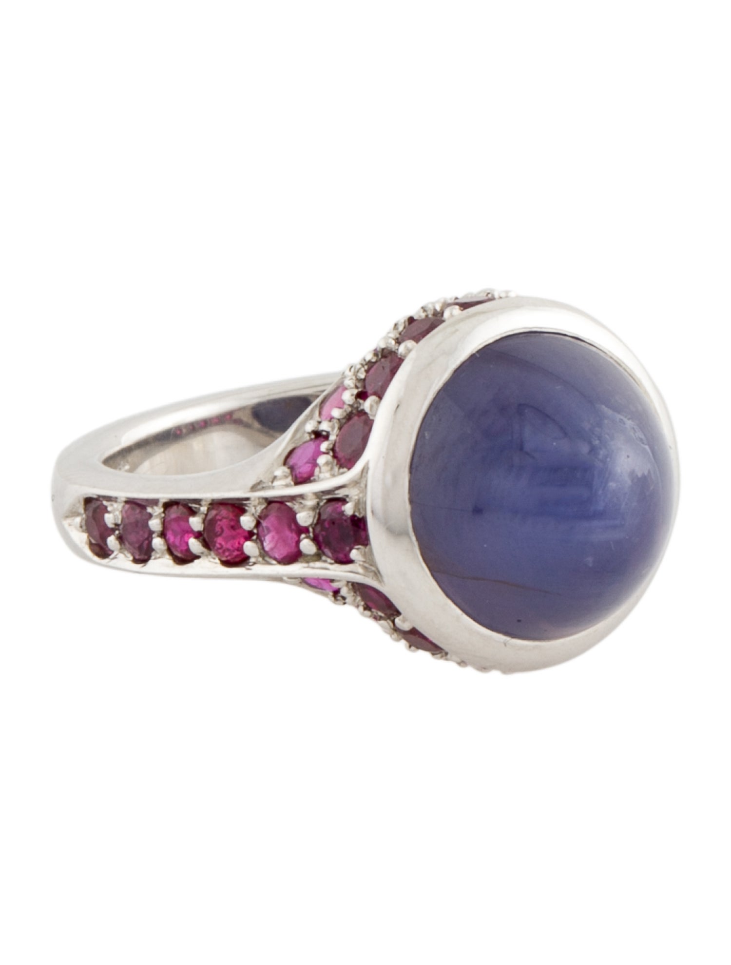 Ring Platinum Star Sapphire & Ruby Cocktail