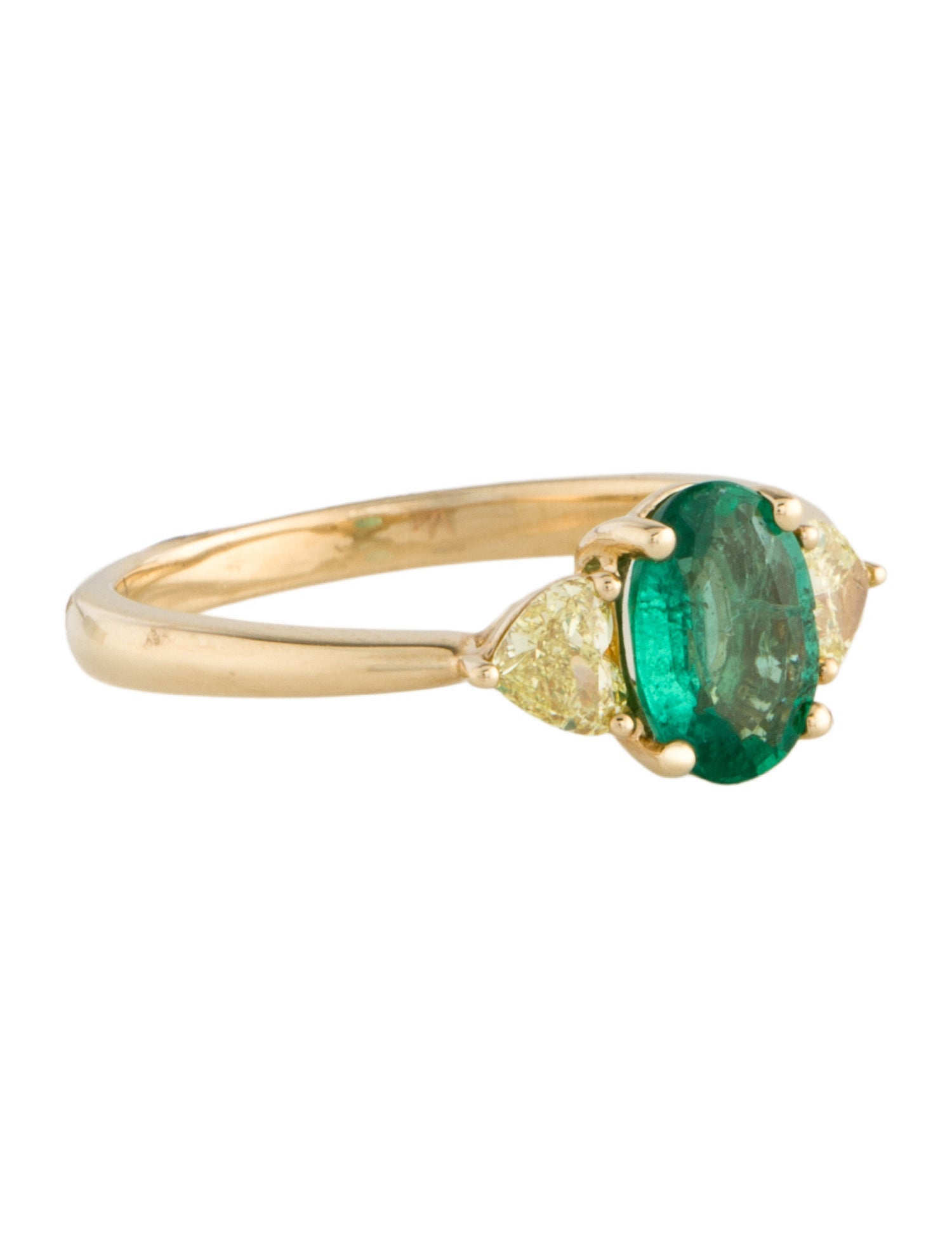 Ring 14K 1.00ct Emerald & Diamond Cocktail Ring