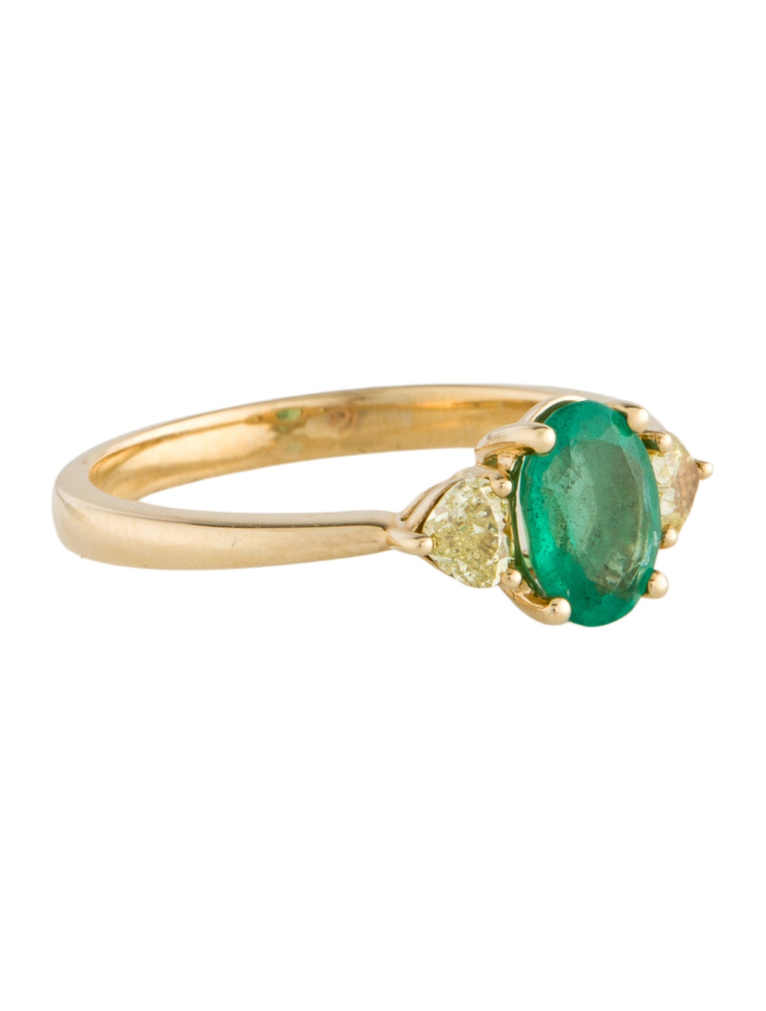 Ring 14K 1.00ct Emerald & Diamond Cocktail Ring