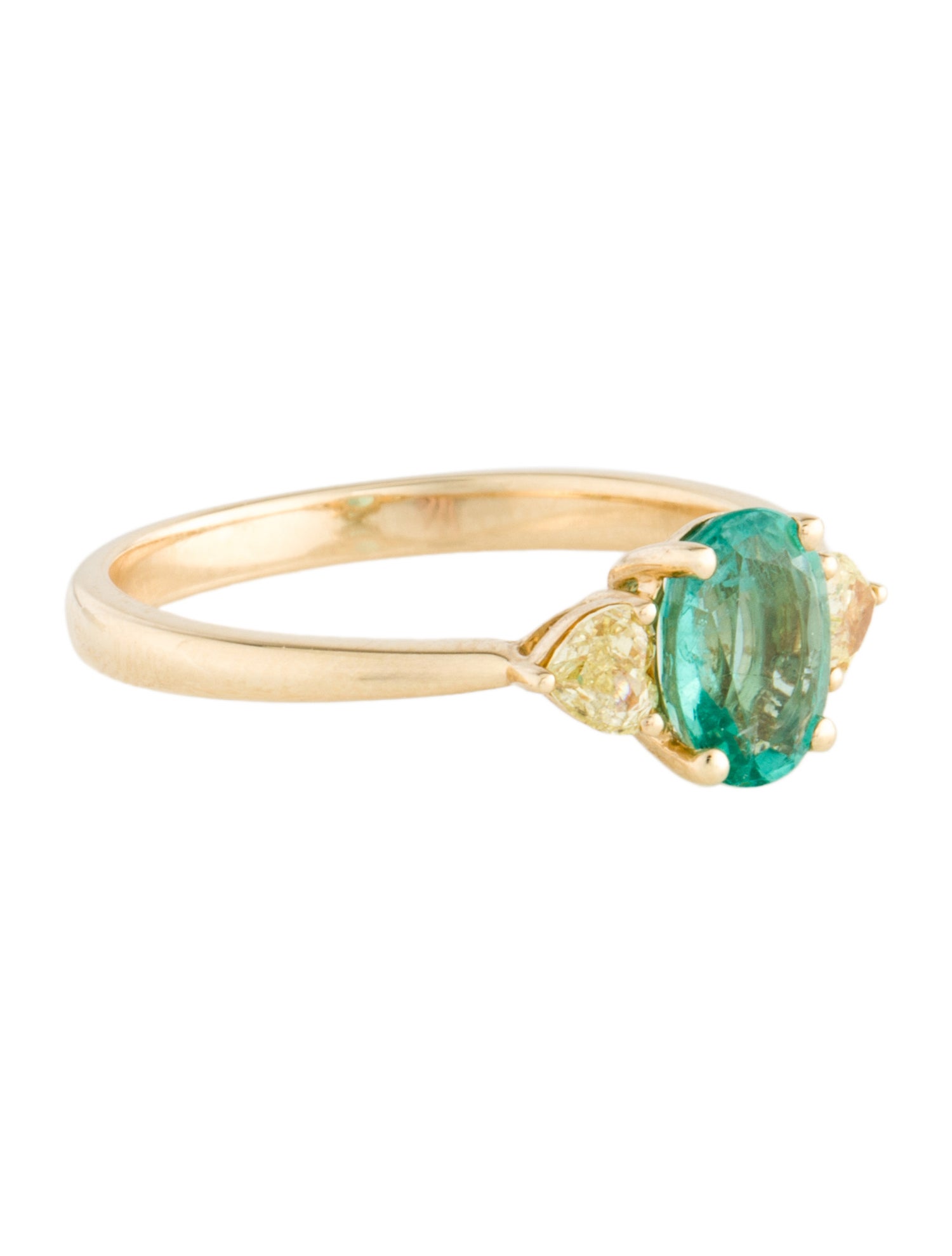 Ring 14K 1.00ct Emerald & Diamond Cocktail Ring