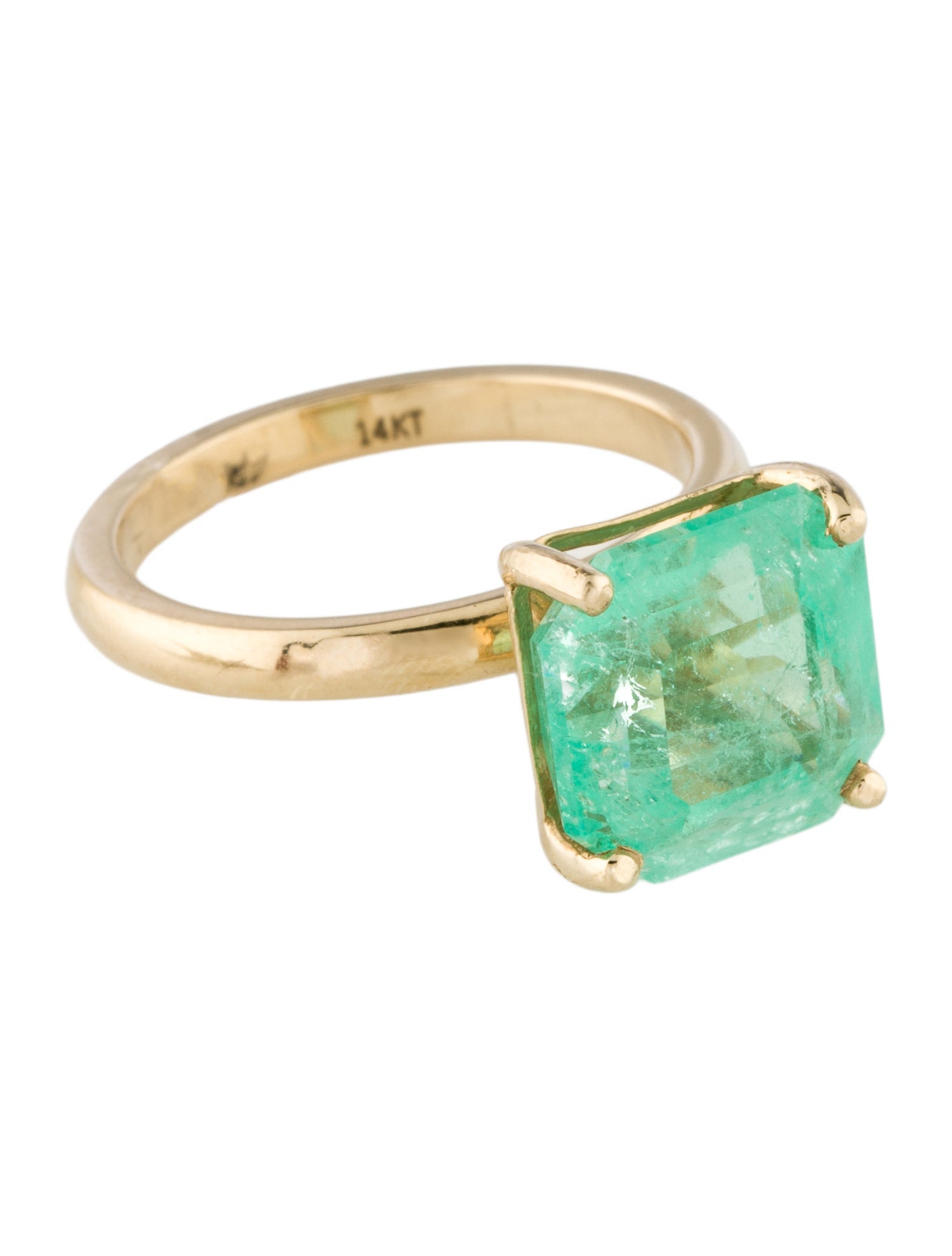 Ring 14K 5.38ct Emerald Cocktail Ring