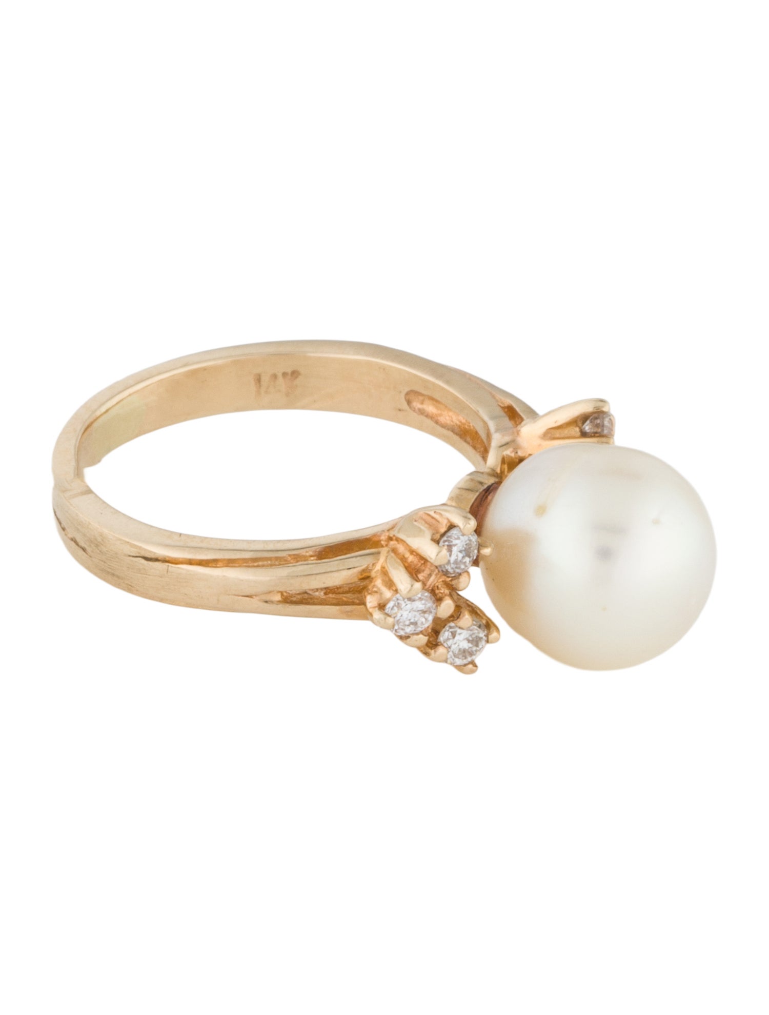 Ring 14K Pearl & Diamond Cocktail