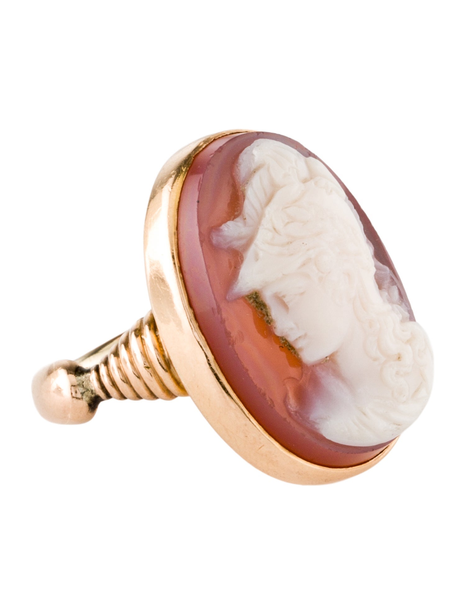 Ring 14K Agate Cameo Cocktail Ring