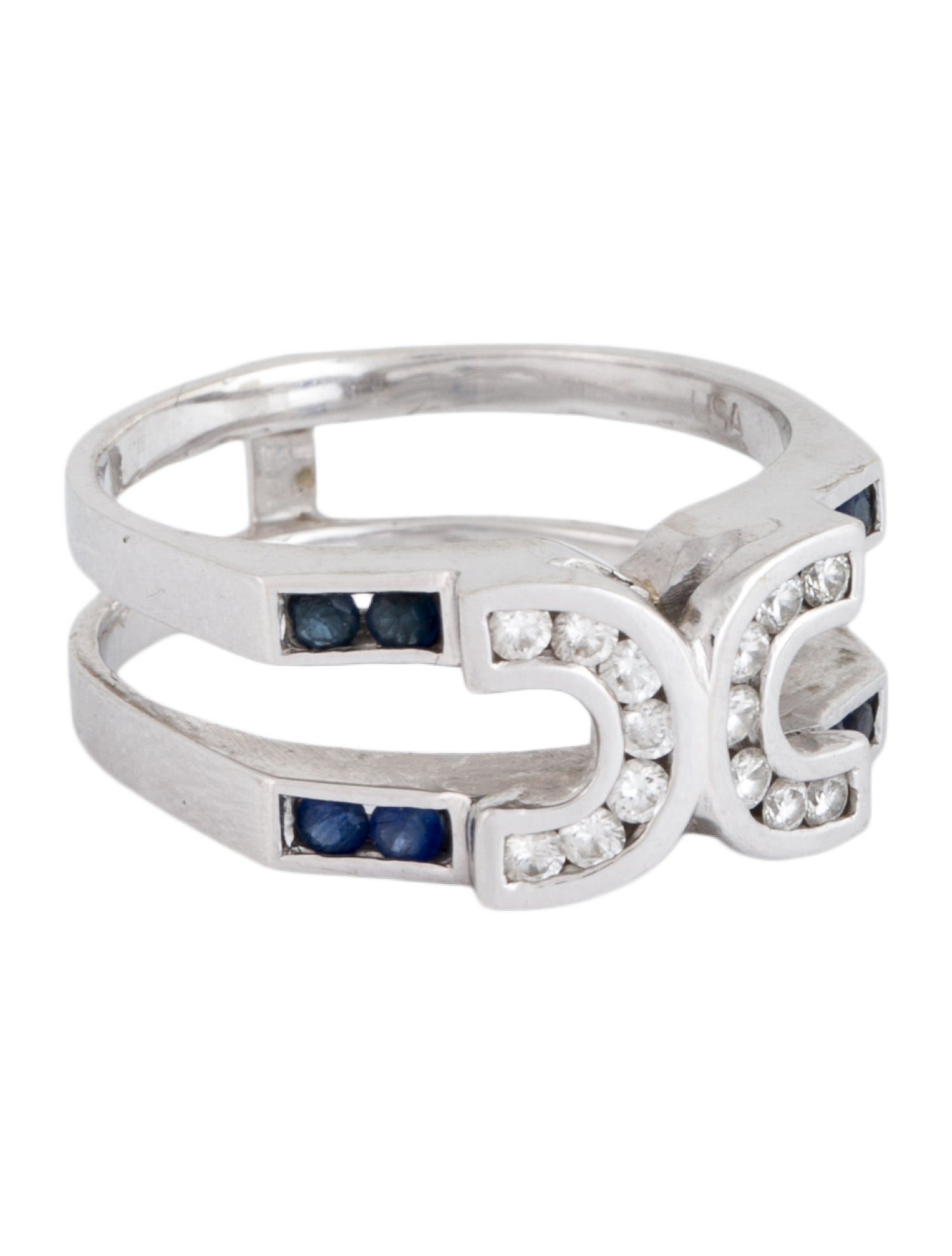 Ring 14K Sapphire & Diamond Wide Band