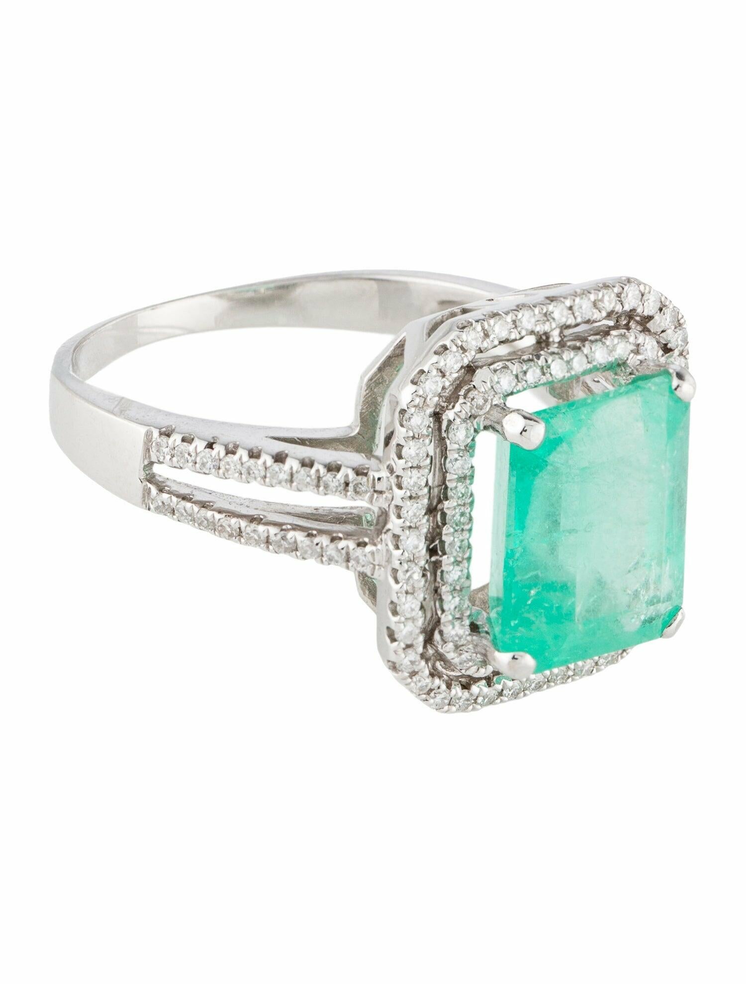 Ring 14K 2.89ct Colombian Emerald & Diamond Cocktail Ring