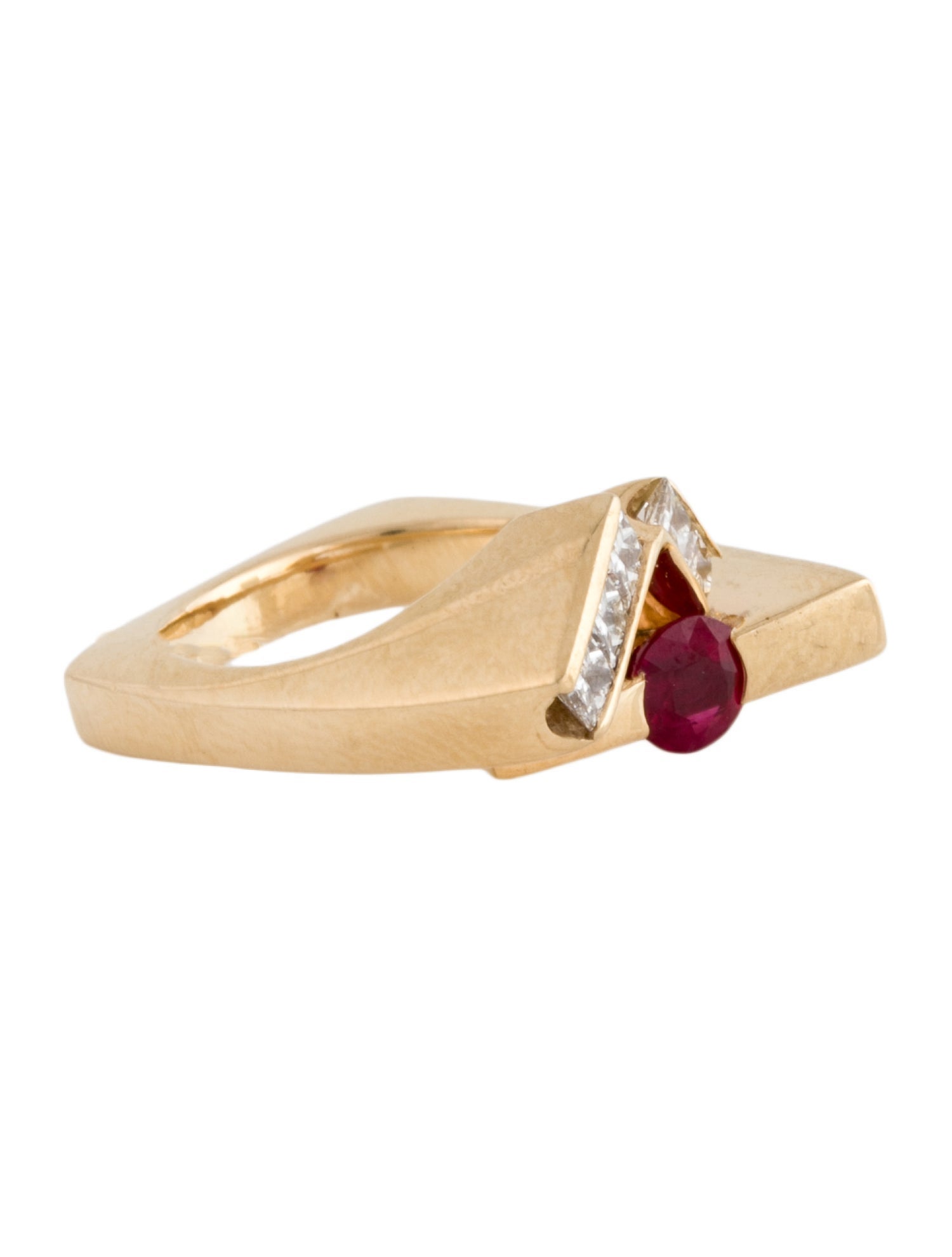 Ring 14K Ruby & Diamond Bypass