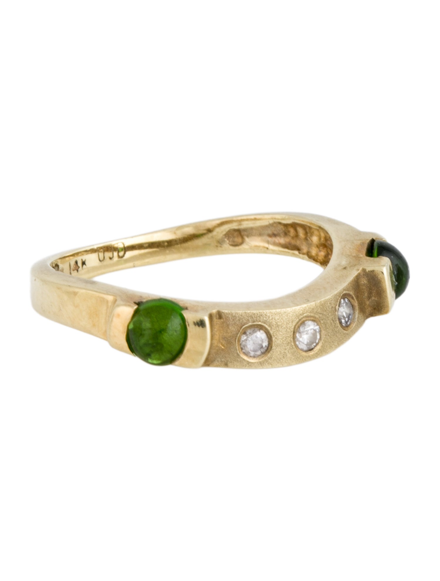 Ring 14K Diopside & Diamond Band