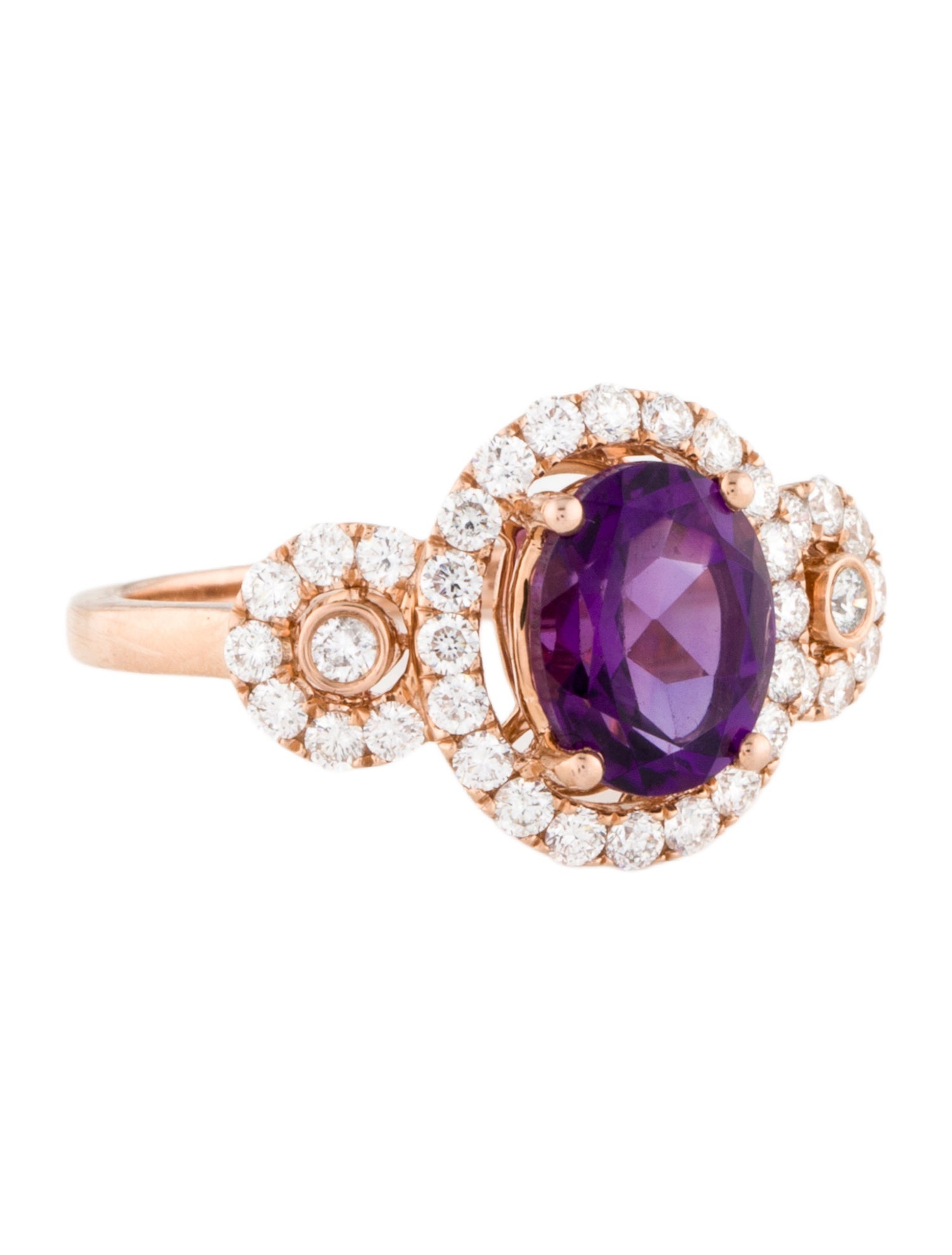 Ring 14K 2.00ct Amethyst & Diamond Cocktail Ring