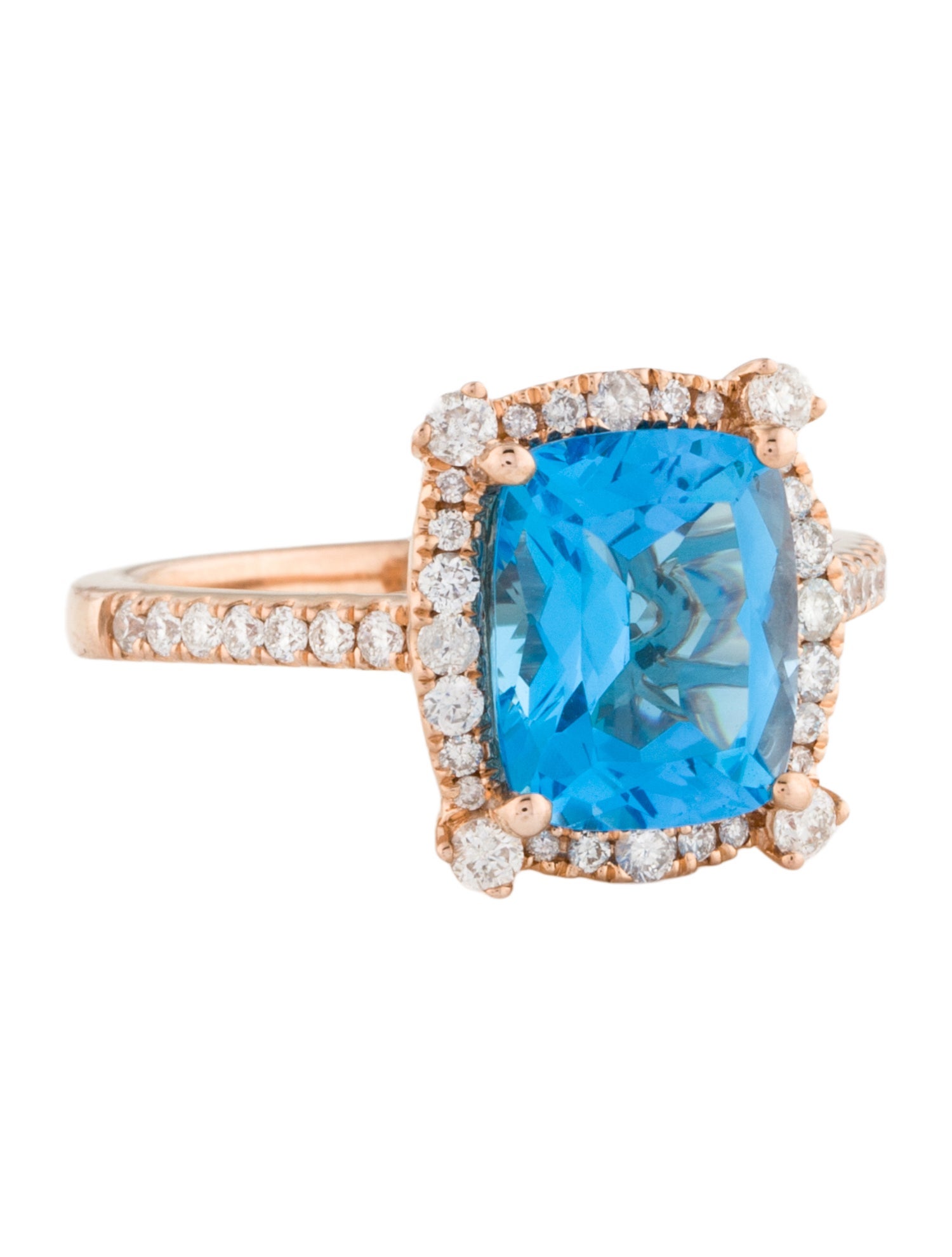 Ring 14K 3.50ct Topaz & Diamond Cocktail Ring