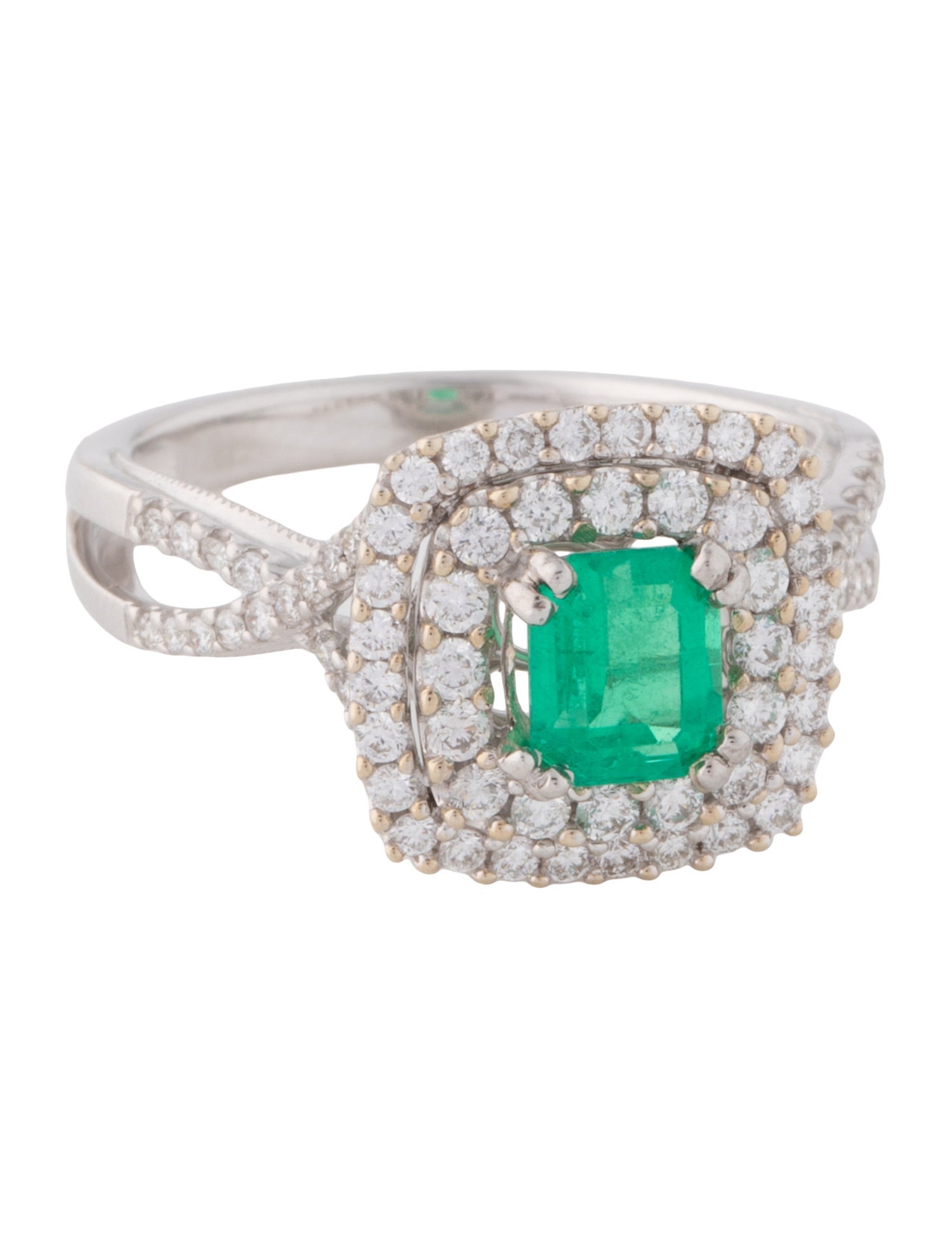 Ring 18K Colombian Emerald & Diamond Cocktail