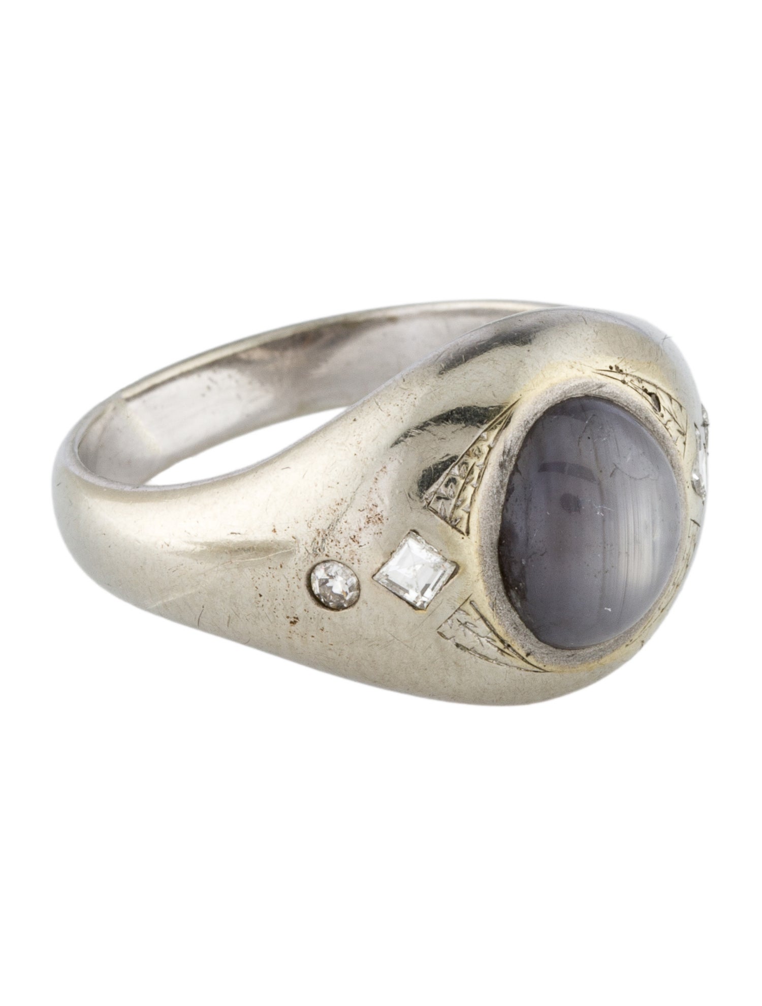 Ring Vintage 14K Star Sapphire & Diamond Cocktail