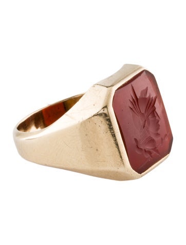 Ring Signet 10K Carnelian 10.5