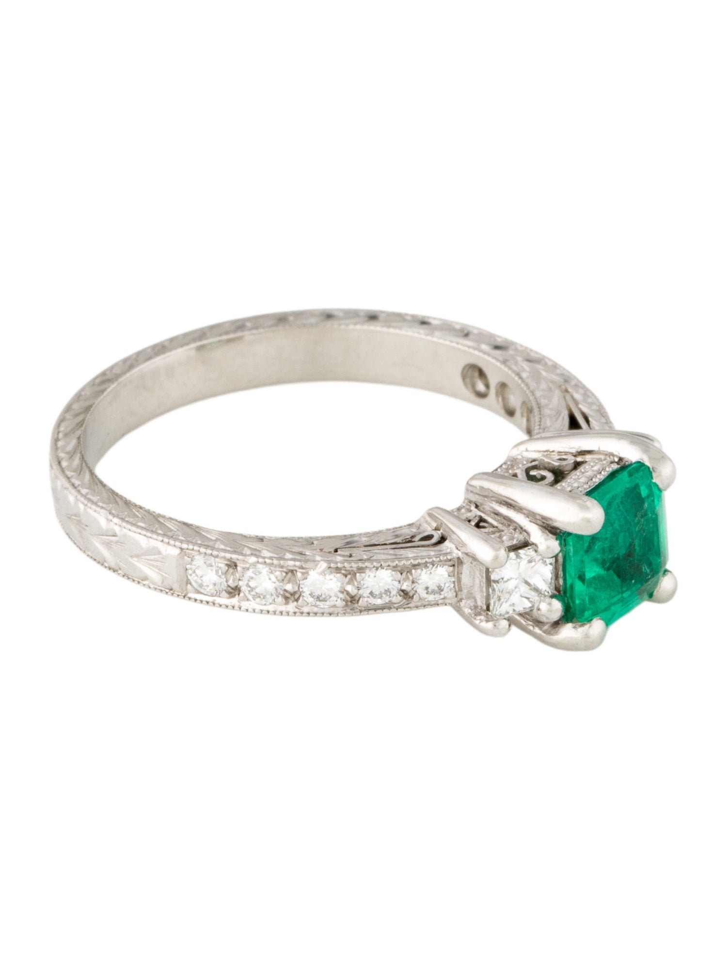 Ring Platinum Colombian Emerald & Diamond Cocktail Ring