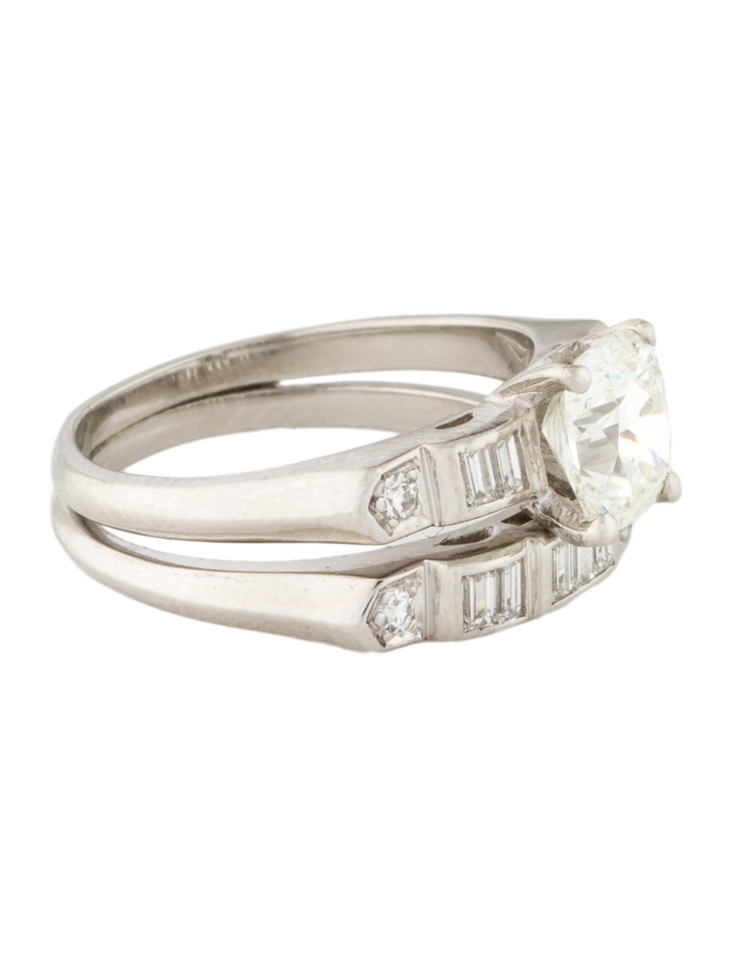 Ring Platinum 1.20ct Diamond Art Deco Double Row Engagement