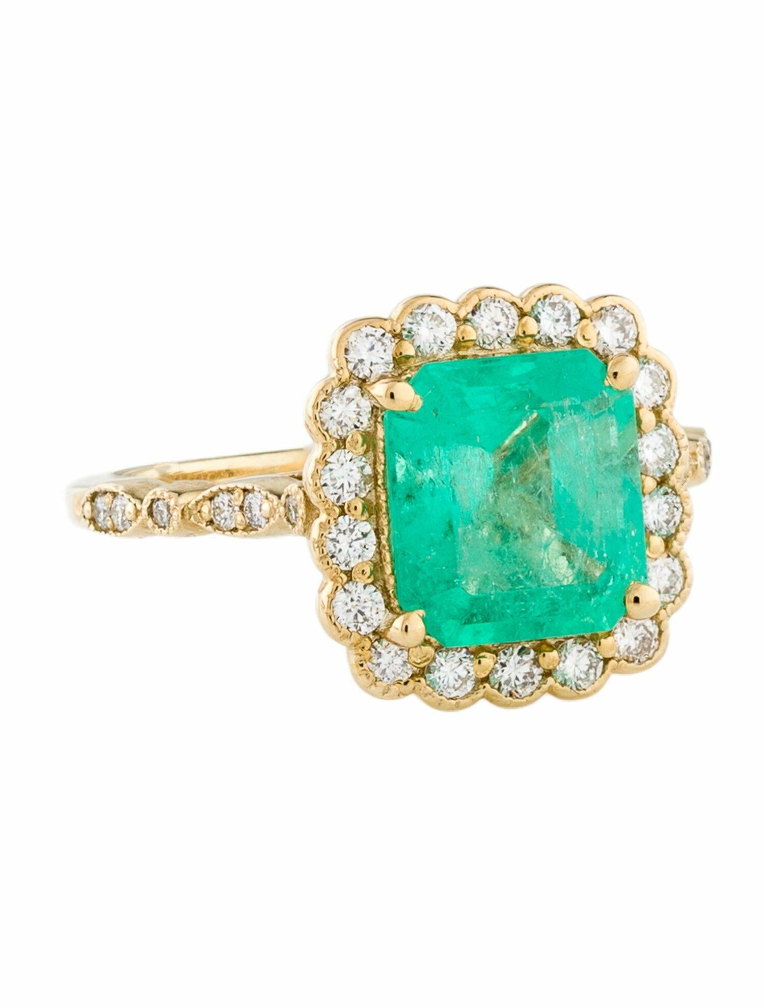 Ring 14K Emerald & Diamond Cocktail Ring