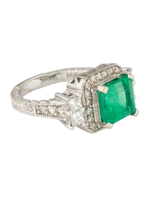 Ring 14K 3.34ct Emerald & Diamond Cocktail Ring