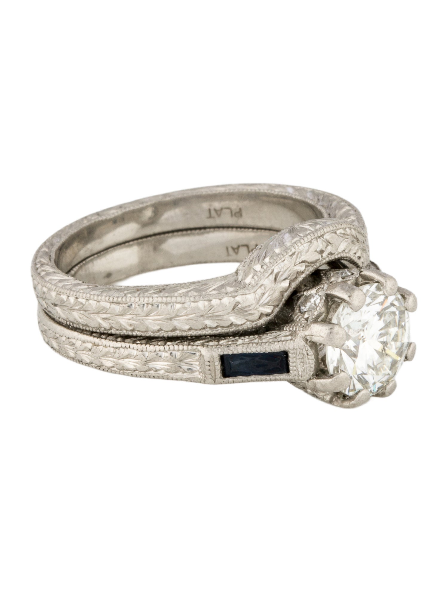 Engagement Ring Platinum 1.08ctw Diamond Wedding Sets