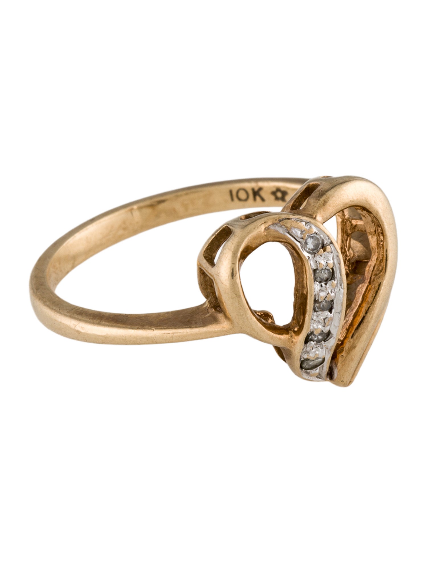 Ring 10K Diamond Heart Cocktail Ring