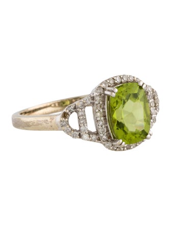 Ring 14K Peridot & Diamond Cocktail Ring