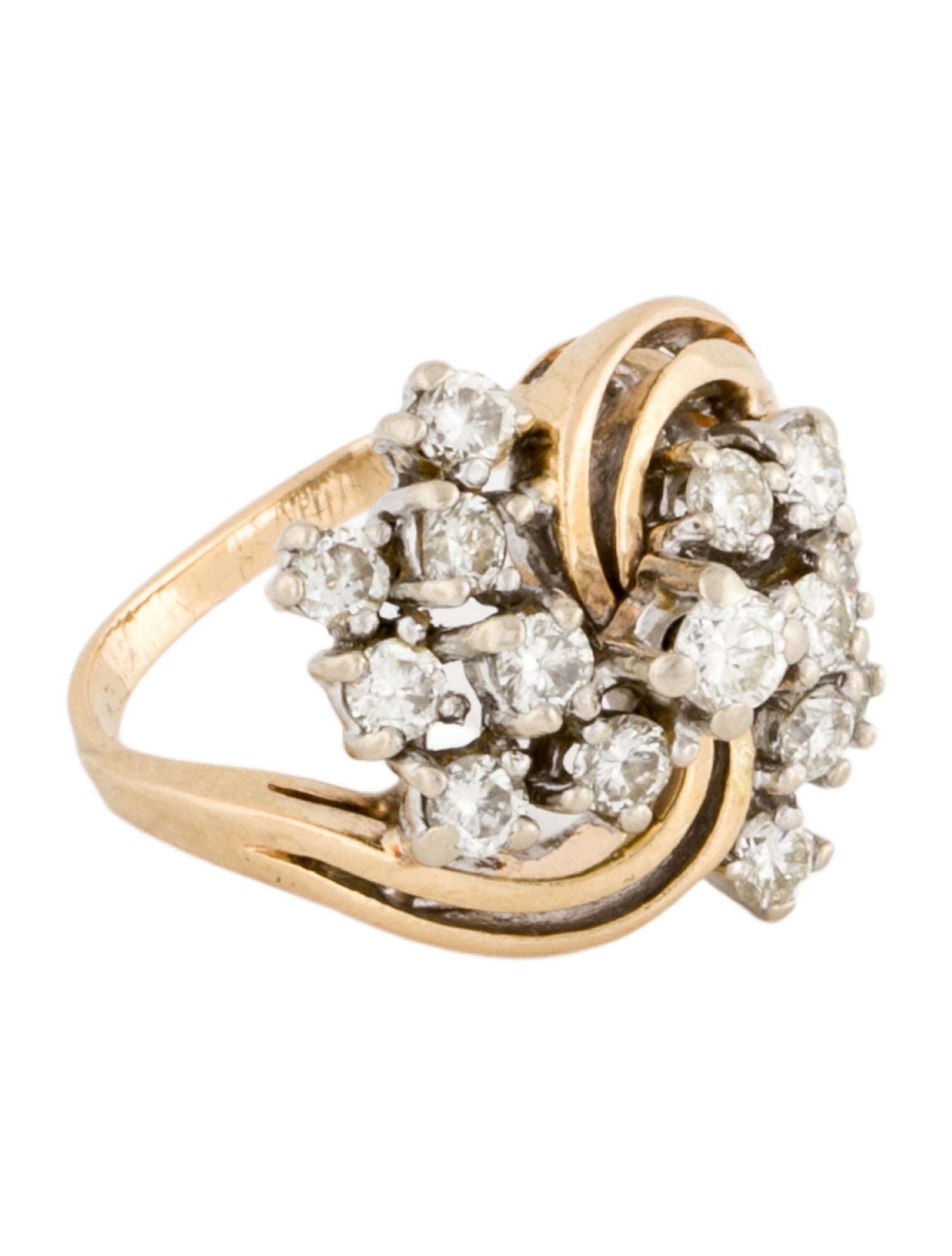 Ring 14K 2.10ctw Diamond Cluster Cocktail Ring