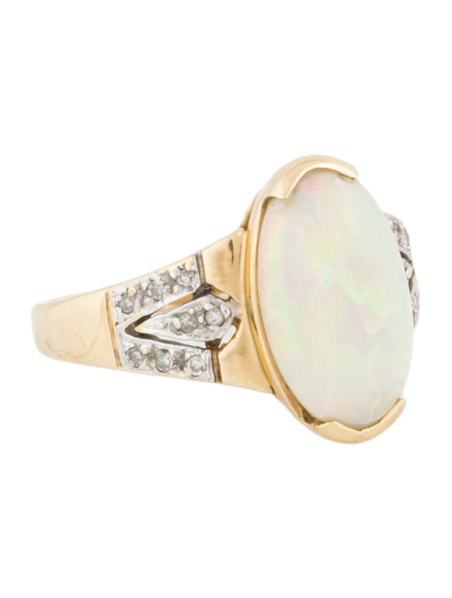 Ring 14K Opal & Diamond Cocktail Ring