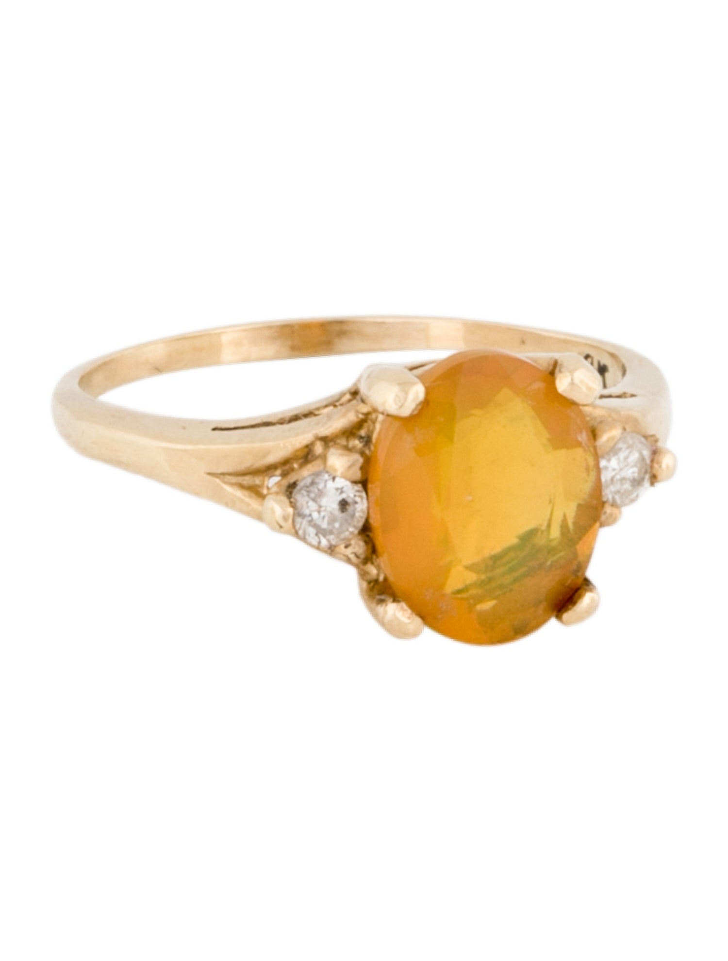 Ring 14K Opal & Diamond Cocktail