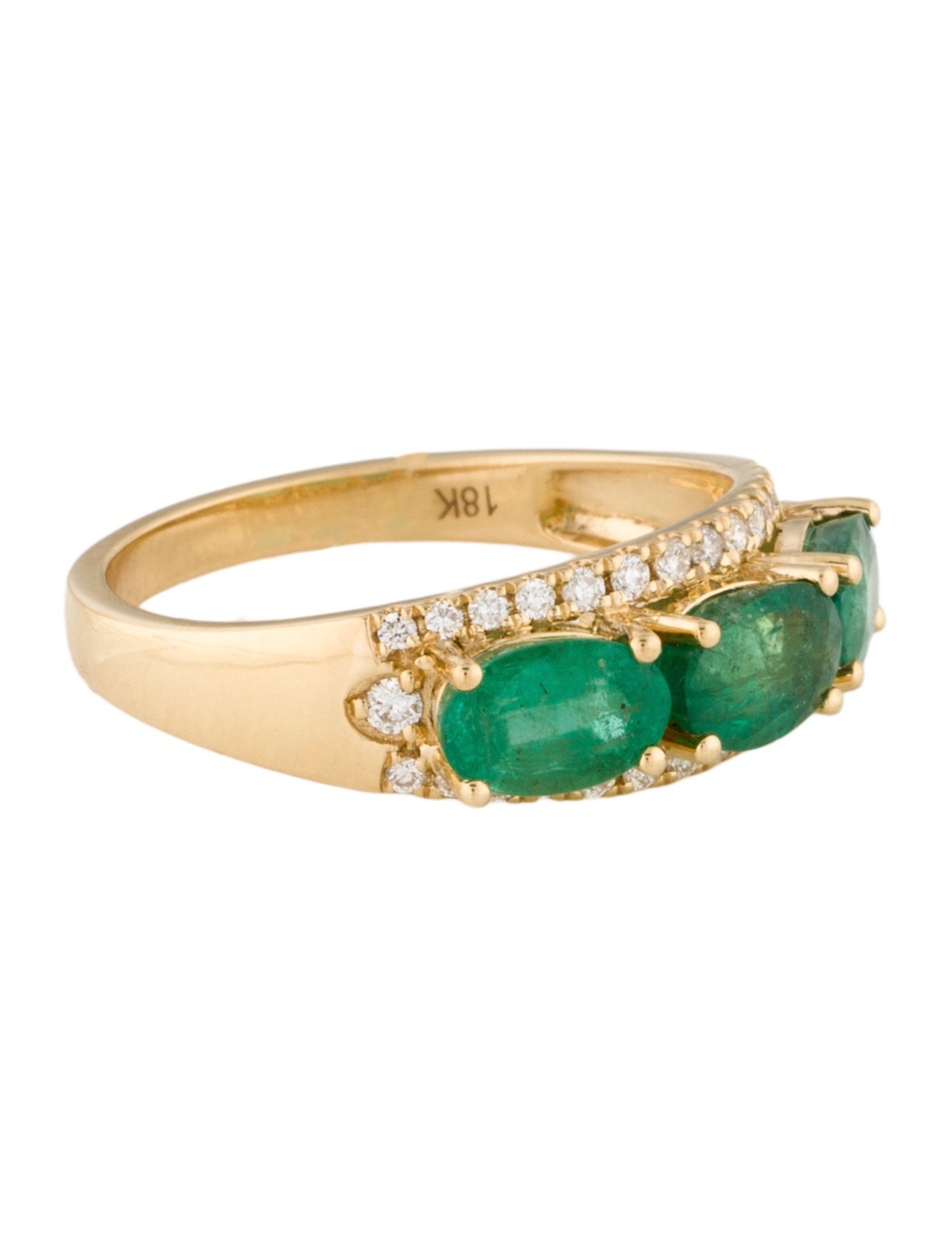 Ring 18K Emerald & Diamond Band