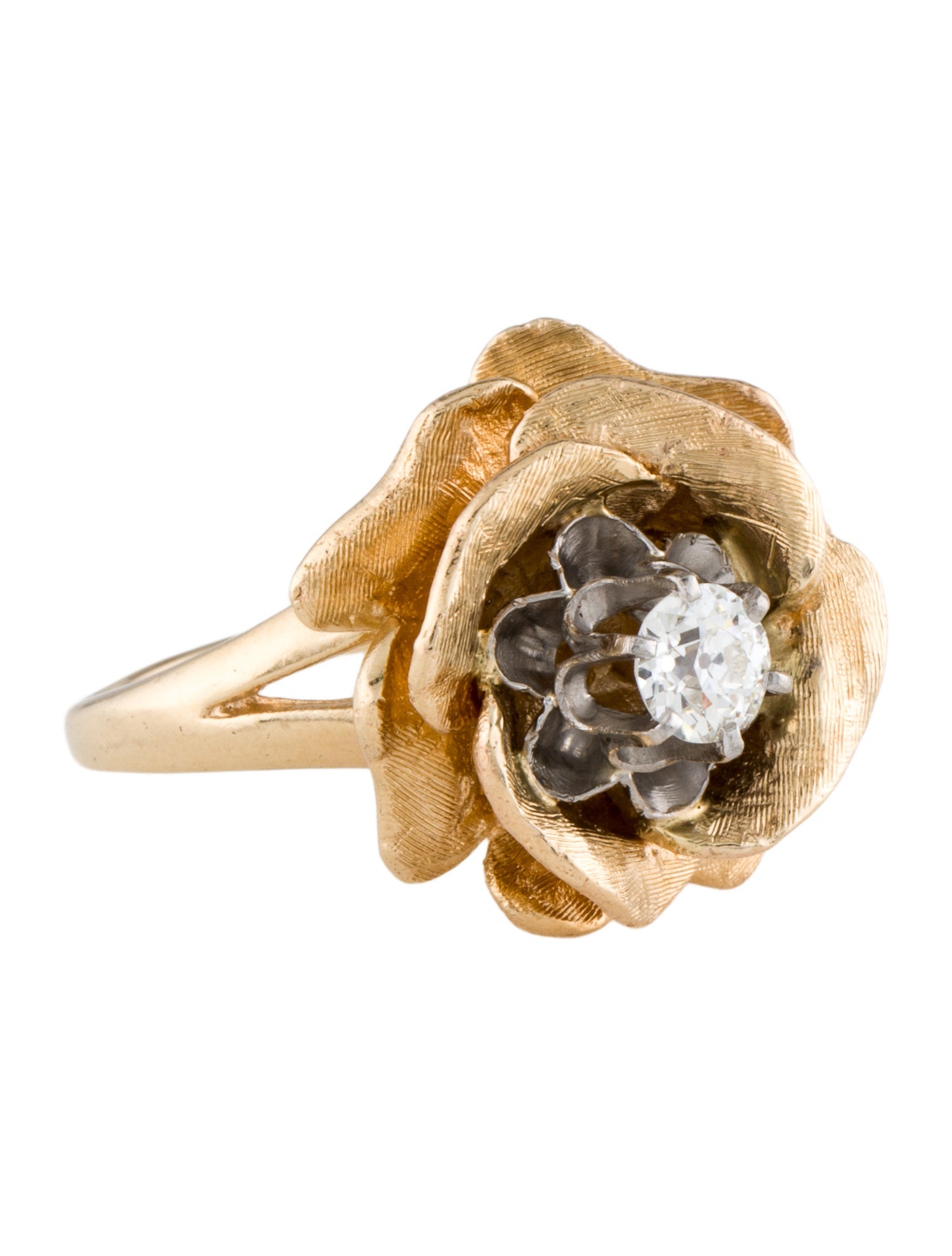Ring 14K Diamond Flower Cocktail Ring