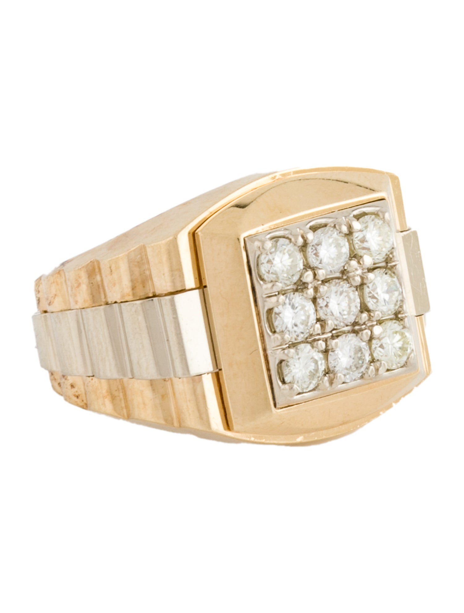 Ring 14K Diamond Link Motif Cocktail