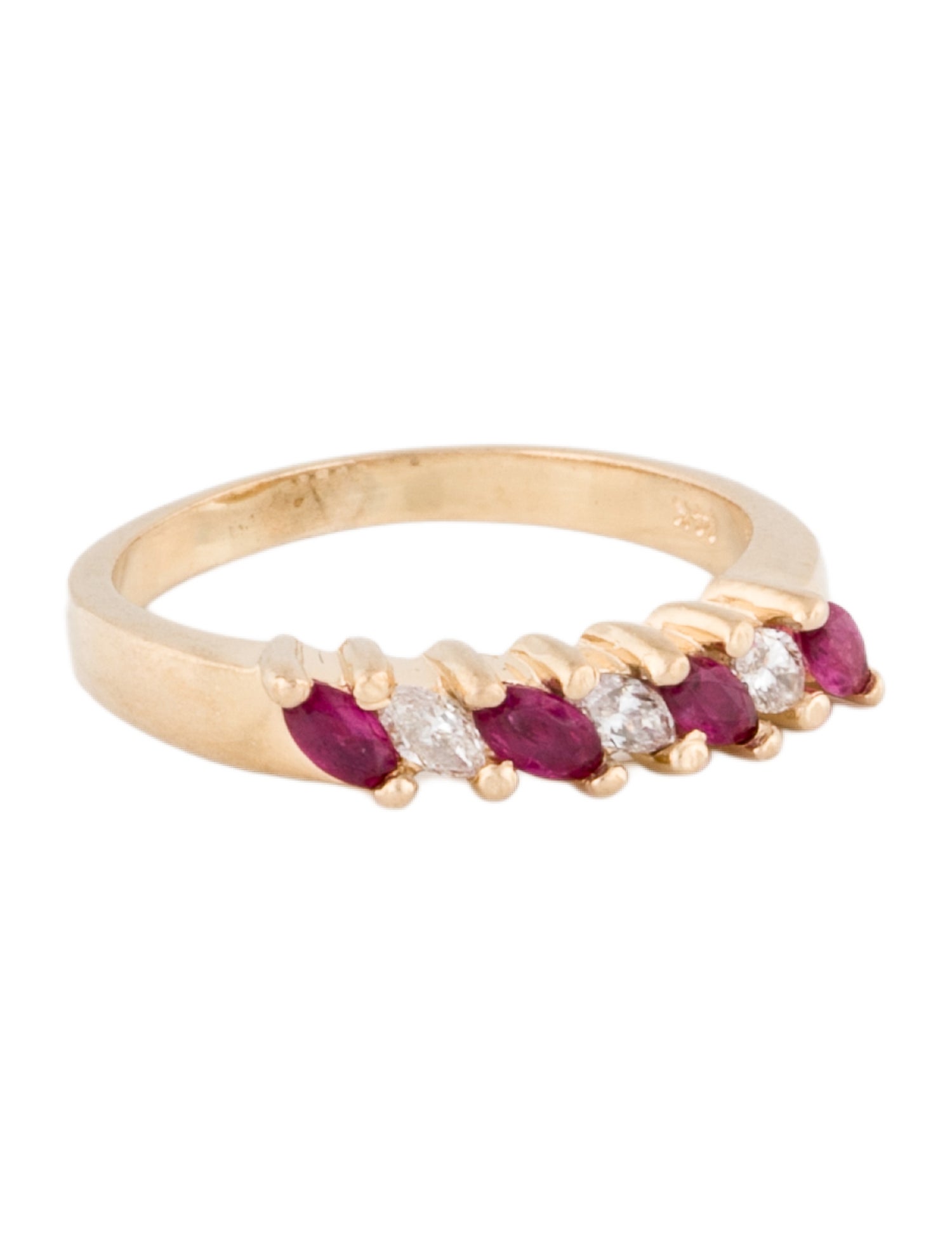 Ring 14K Ruby & Diamond Band Ring