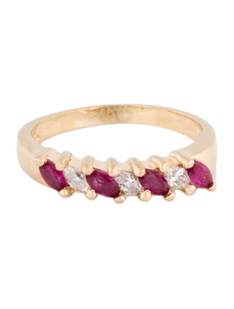 Ring 14K Ruby & Diamond Band Ring