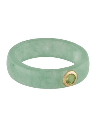 Ring 14K Jadeite & Peridot Accented Band