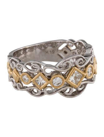 Ring 14K Diamond Scroll Band