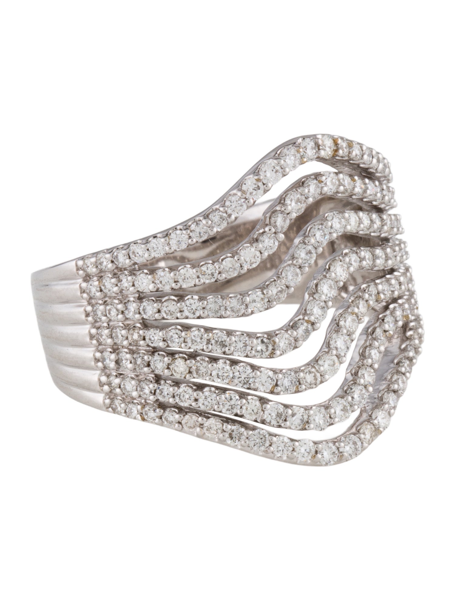 Ring 14K Diamond 7 Row Cocktail