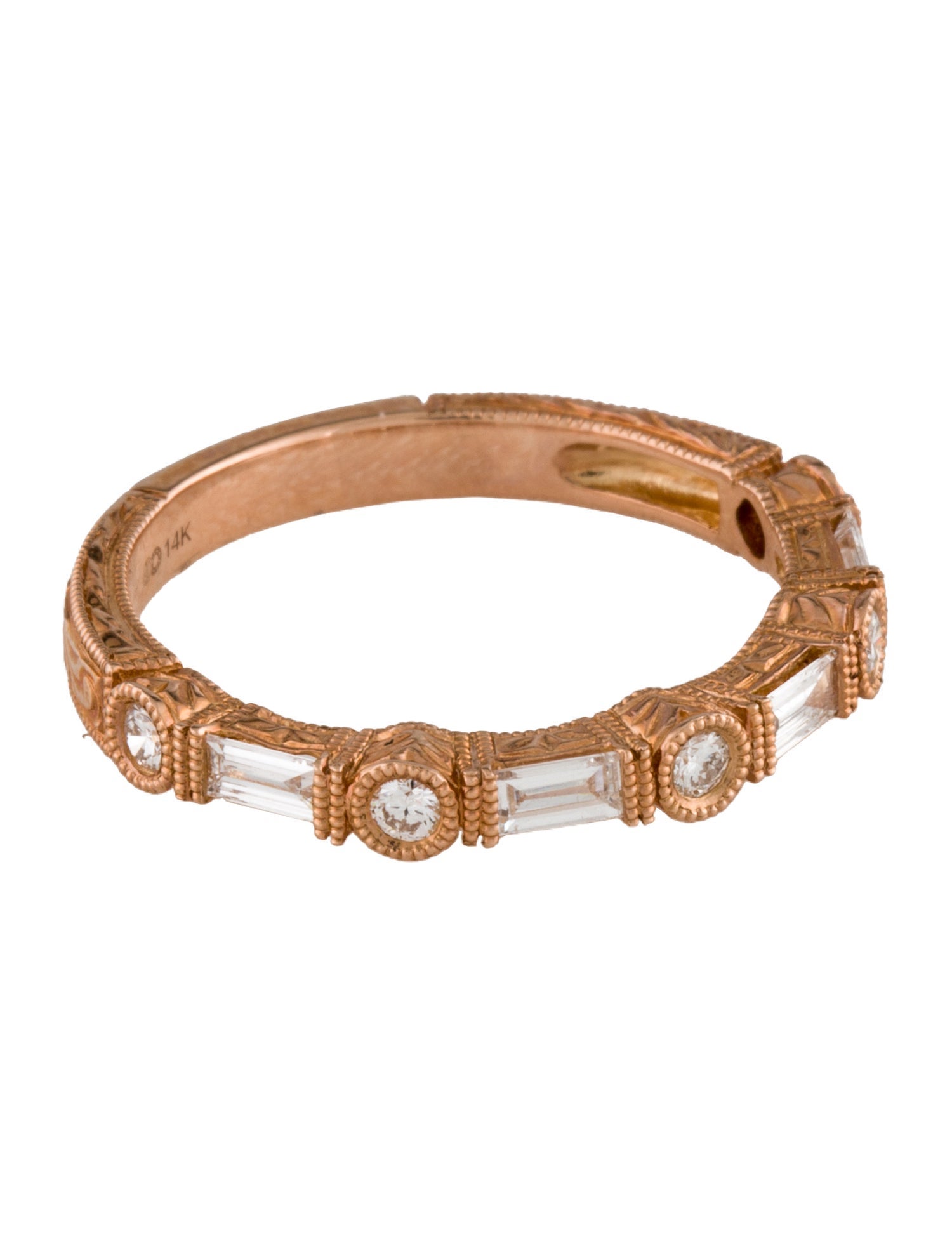 Ring 14K Diamond Engraved Wedding Band