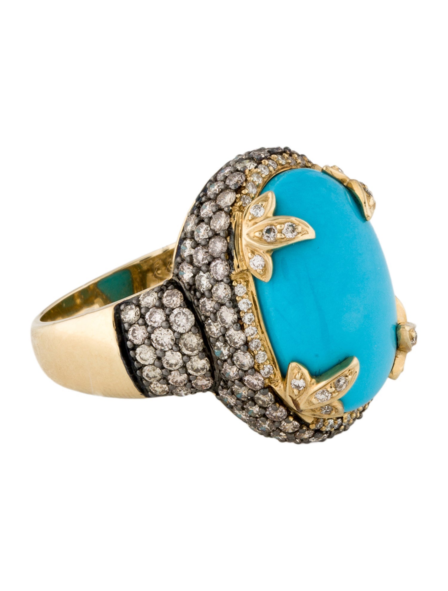 Ring 14K 9.07ct Turquoise & 1.86ctw Diamond Cocktail Ring