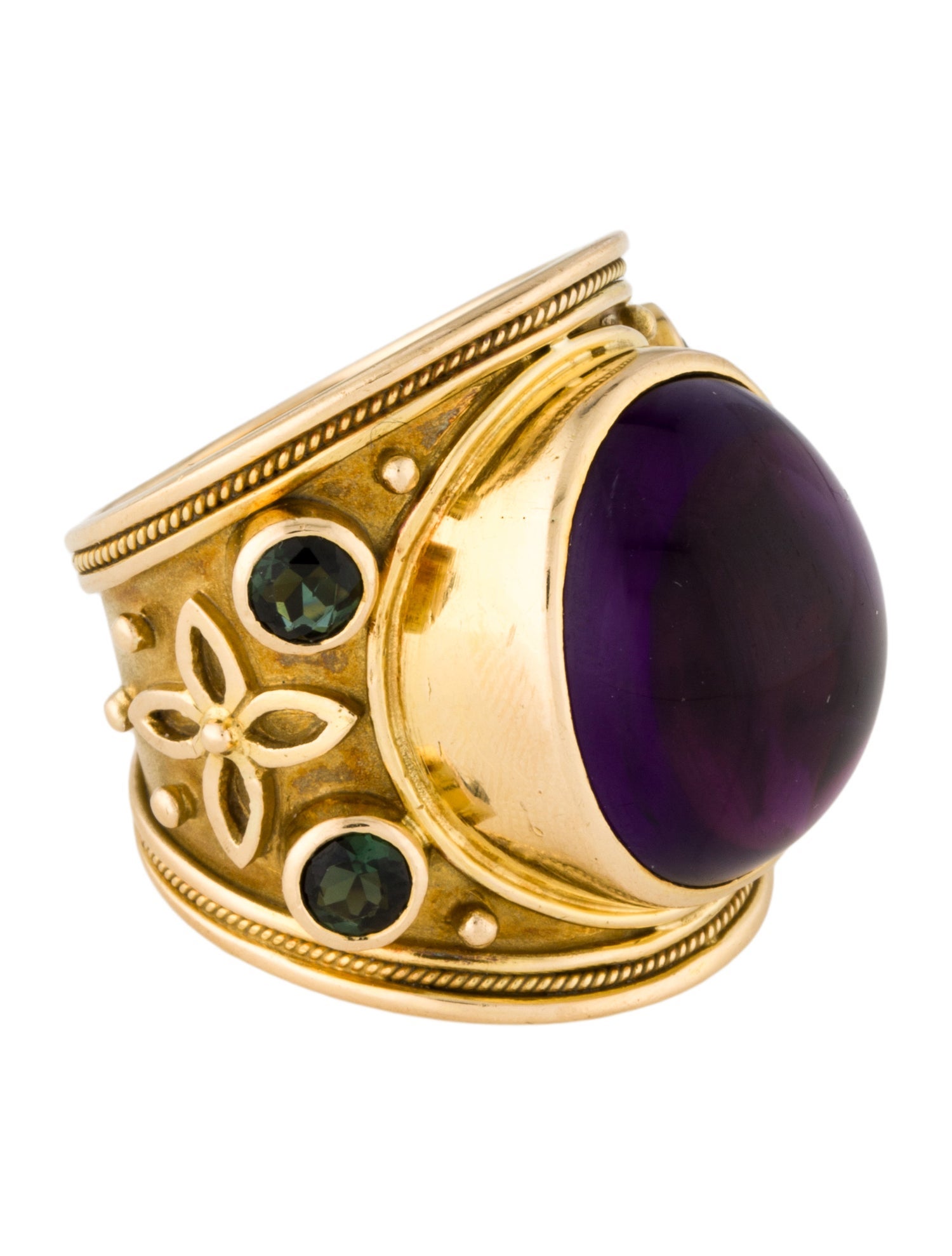 Ring 18K 22.96ct Amethyst & Tourmaline Band