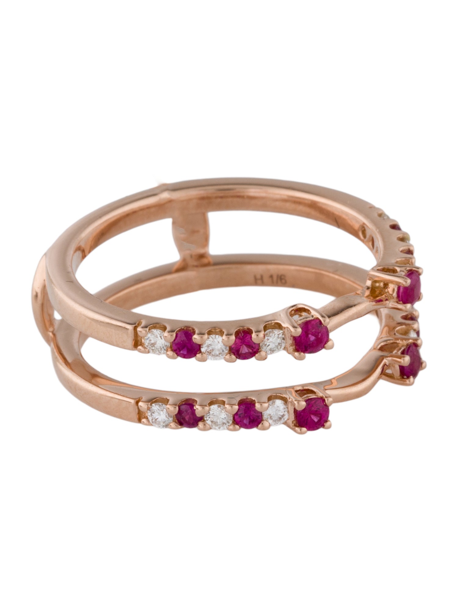 Ring 14K Ruby & Diamond Double Band