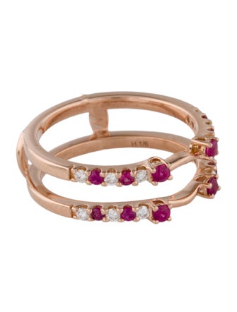 Ring 14K Ruby & Diamond Double Band