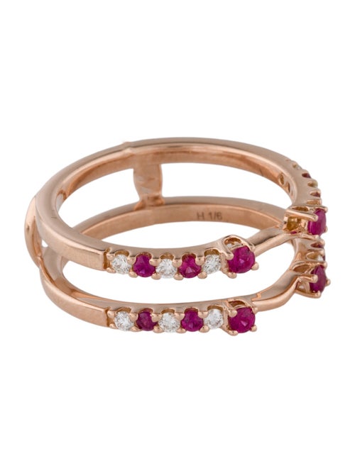 Ring 14K Ruby & Diamond Double Band