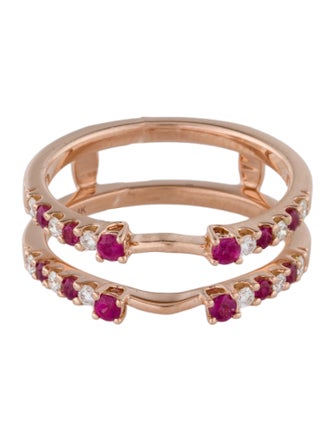 Ring 14K Ruby & Diamond Double Band
